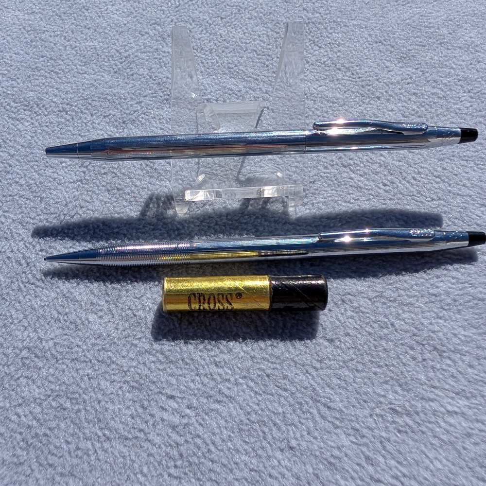 Cross Century Chrome Ballpoint Pen And Pencil Set With Lead And Eraser - Silver